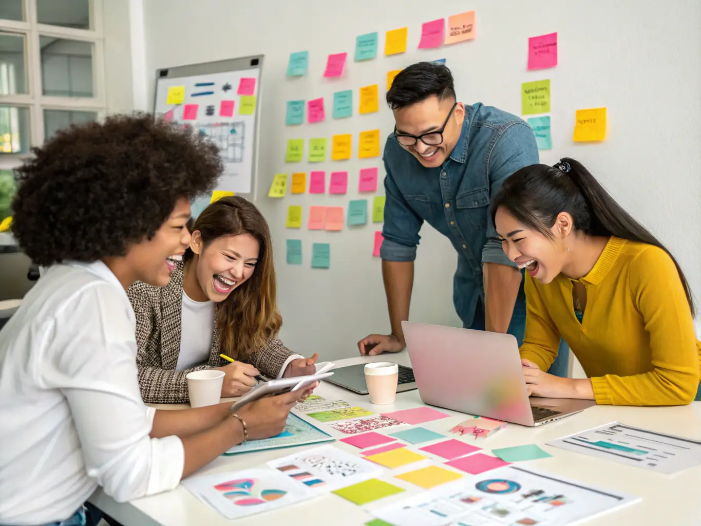 A creative team brainstorming content ideas, illustrating the process of developing engaging and impactful content for various platforms.